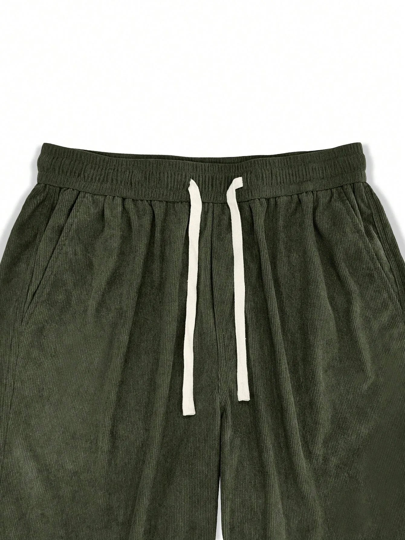 Army Green Korean Casual Regular Fit Corduroy Trouser