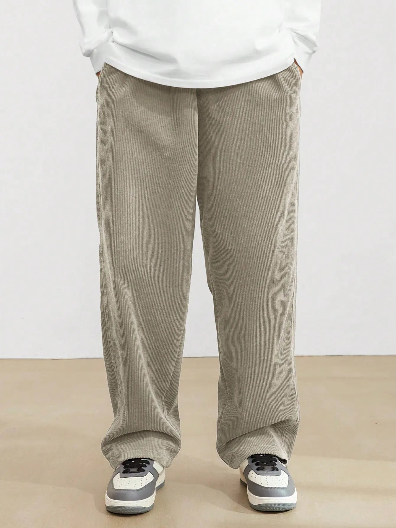 Camel Korean Casual Regular Fit Corduroy Trouser