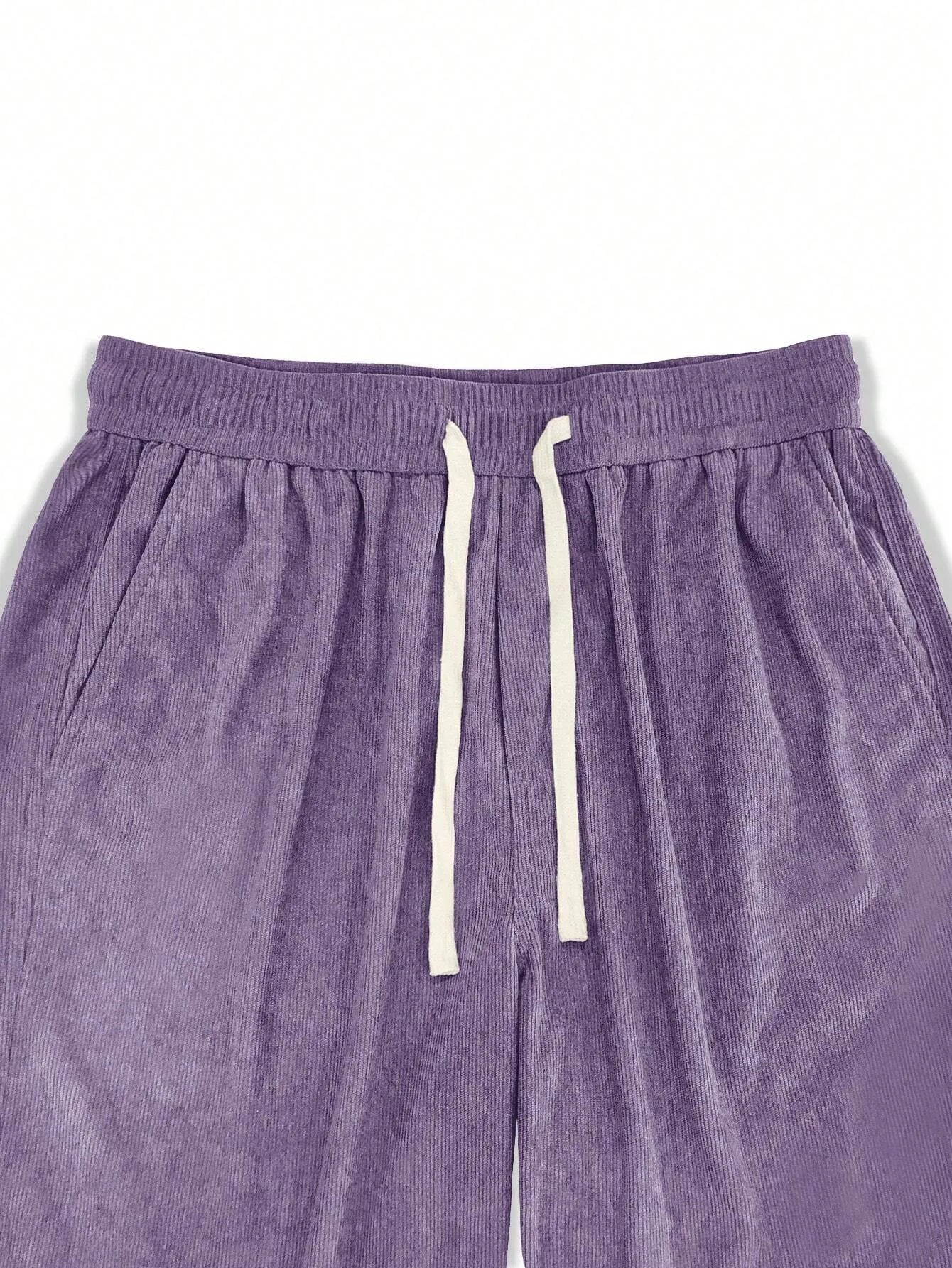 Purple Korean Casual Regular Fit Corduroy Trouser