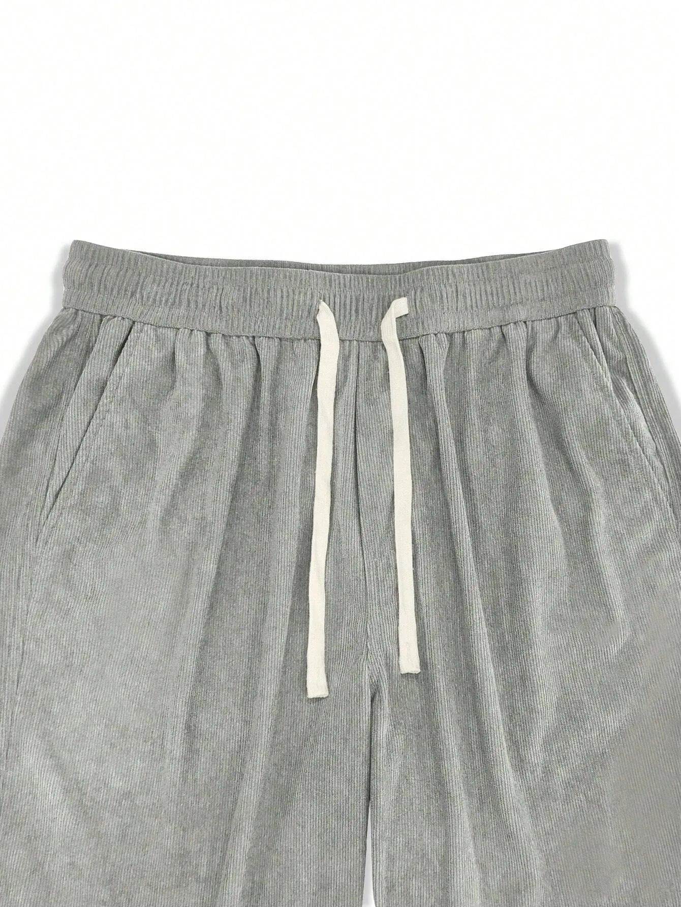 Light Grey Korean Casual Regular Fit Corduroy Trouser
