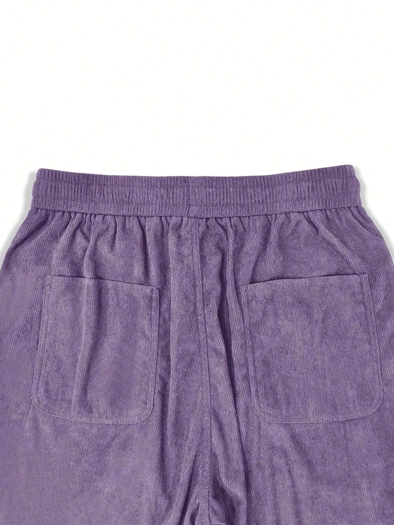 Purple Korean Casual Regular Fit Corduroy Trouser