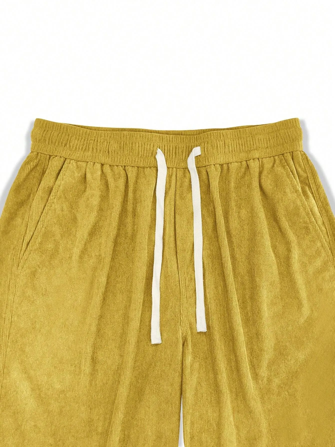 Yellow Korean Casual Regular Fit Corduroy Trouser