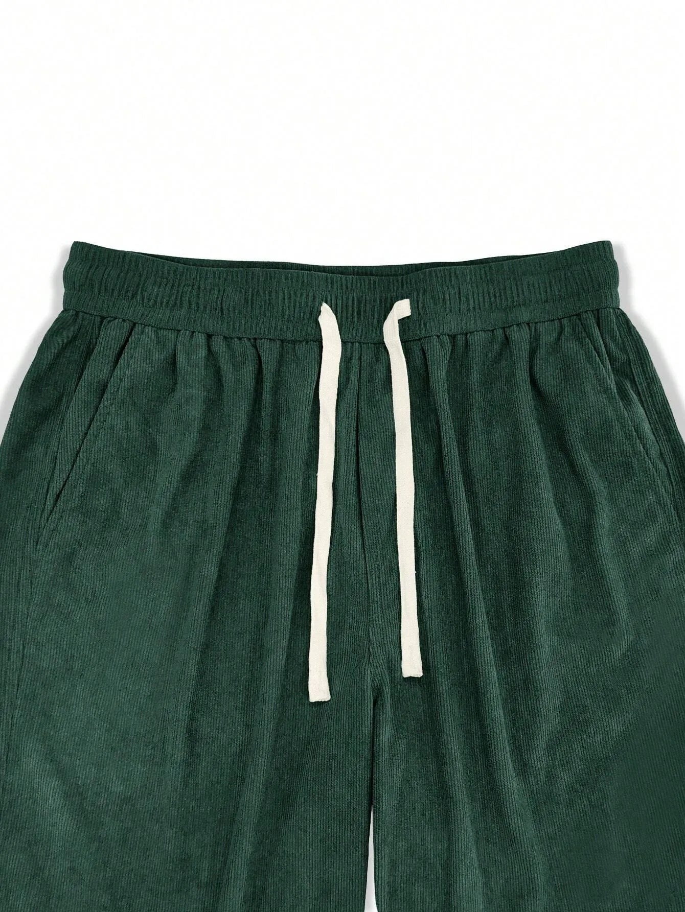 Dark Green Korean Casual Regular Fit Corduroy Trouser