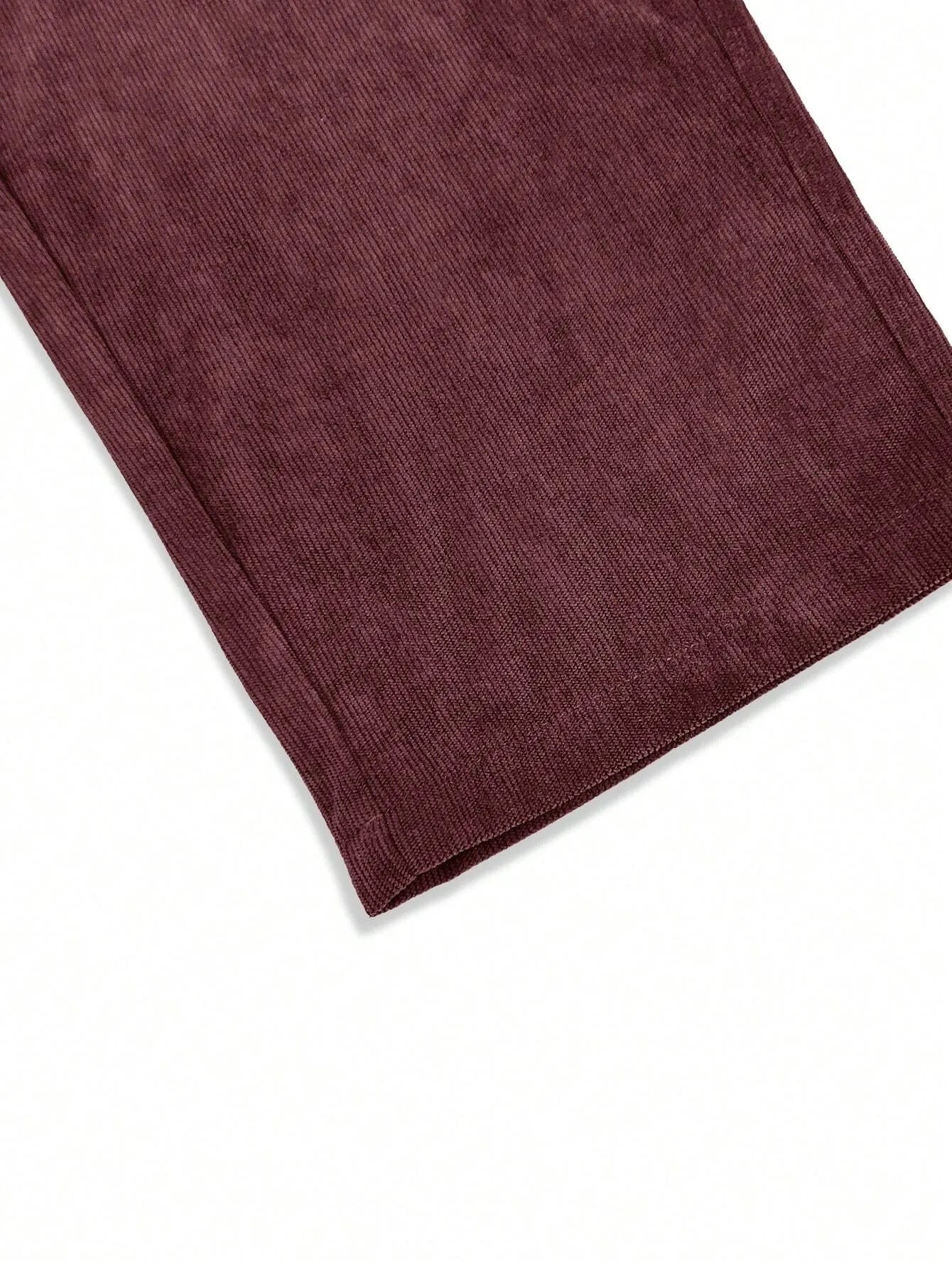 Burgundy Korean Casual Regular Fit Corduroy Trouser