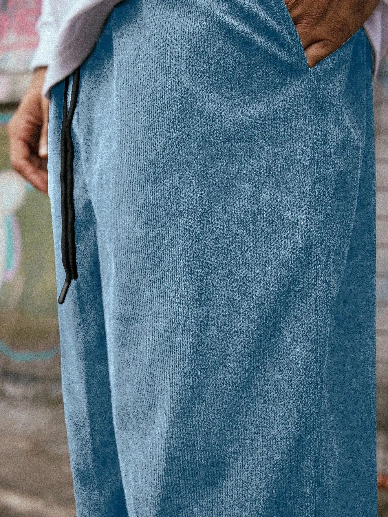 Blue Korean Casual Regular Fit Corduroy Trouser