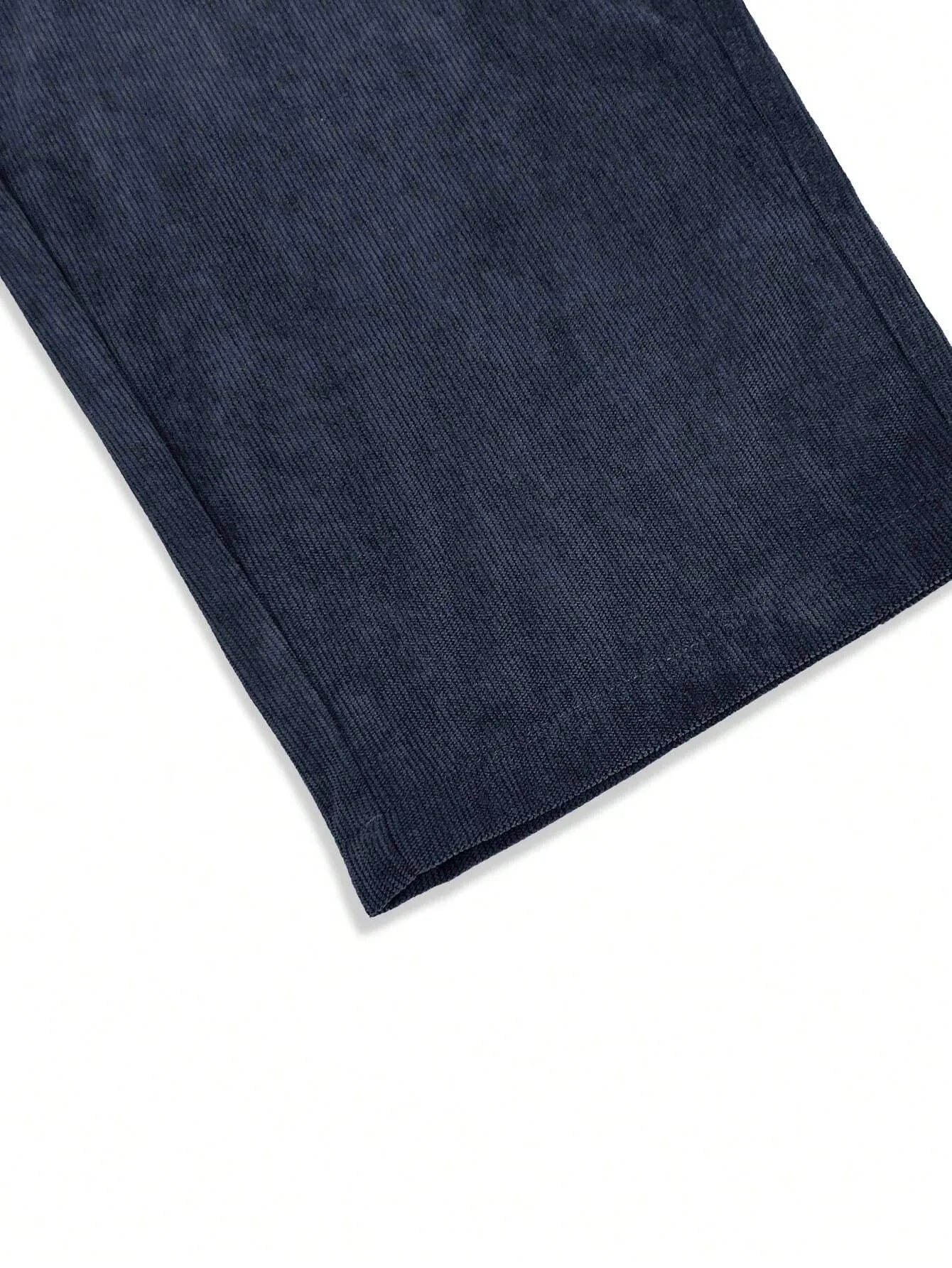 Navy Blue Korean Casual Regular Fit Corduroy Trouser