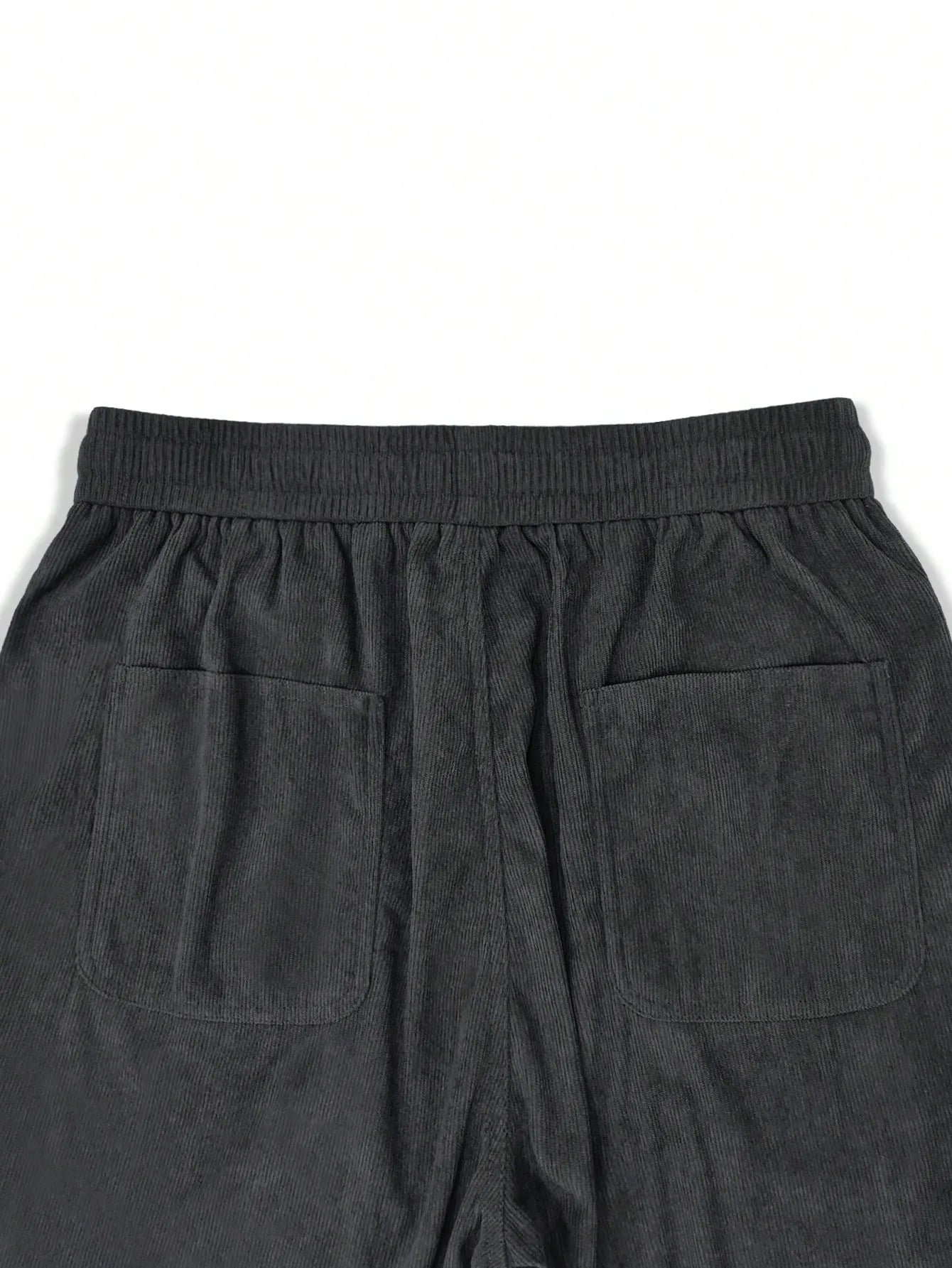 Dark Grey Korean Casual Regular Fit Corduroy Trouser