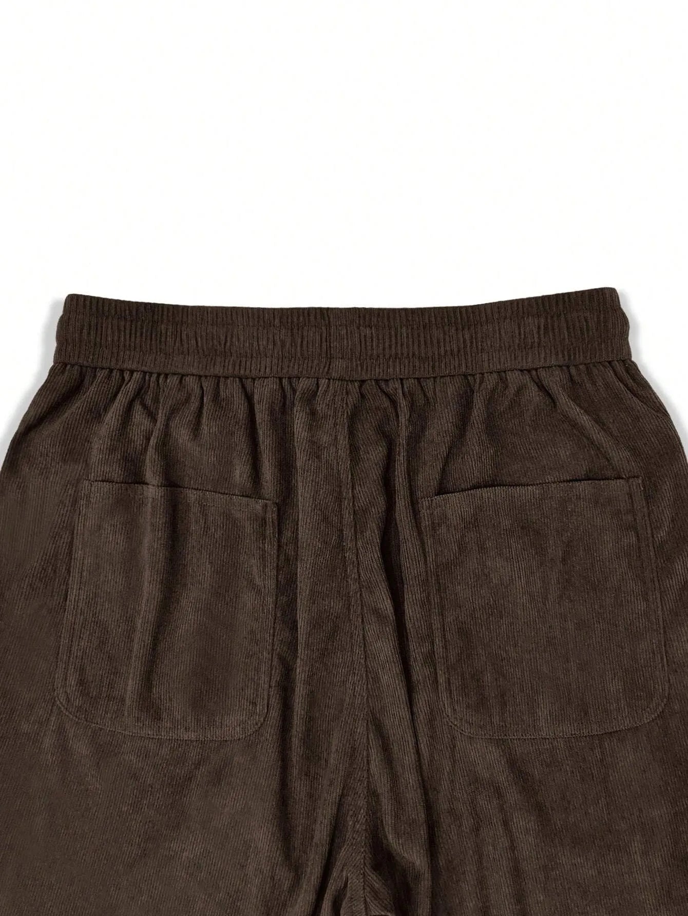 Coffee Brown Korean Casual Regular Fit Corduroy Trouser