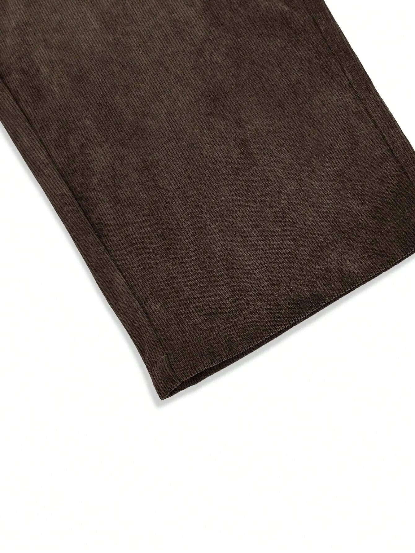 Coffee Brown Korean Casual Regular Fit Corduroy Trouser