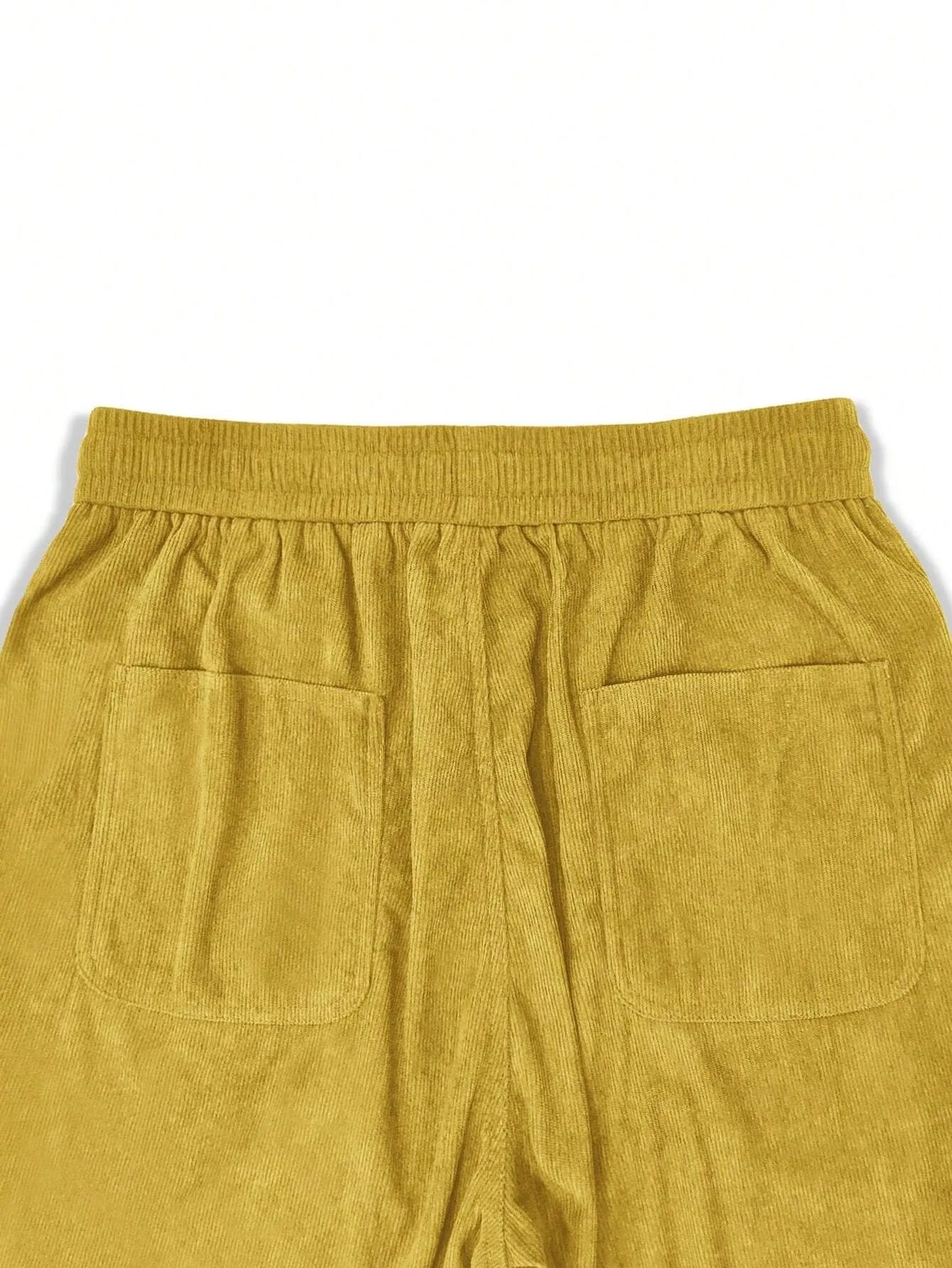 Yellow Korean Casual Regular Fit Corduroy Trouser