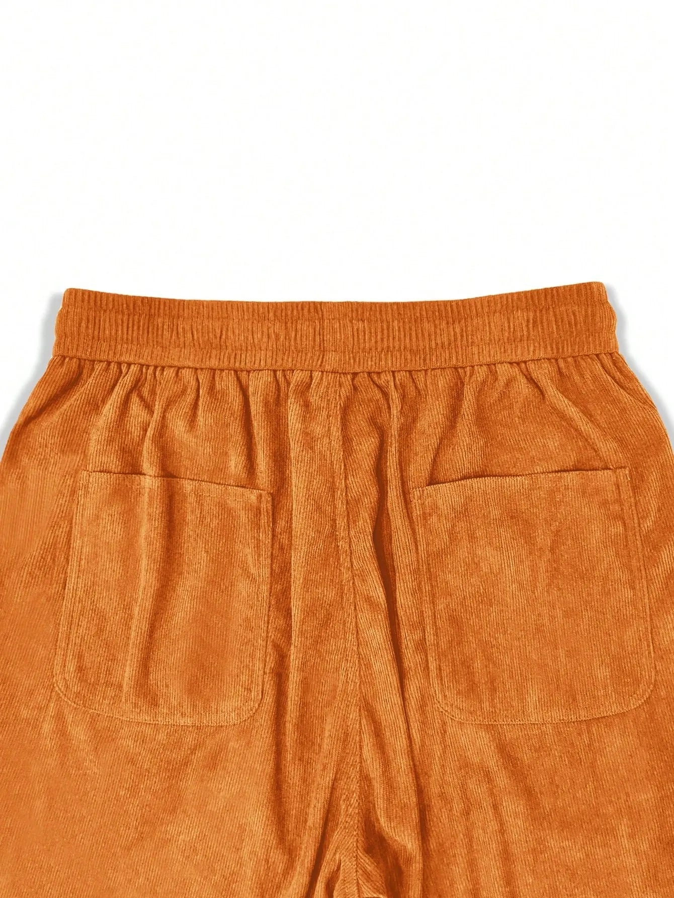 Orange Korean Casual Regular Fit Corduroy Trouser