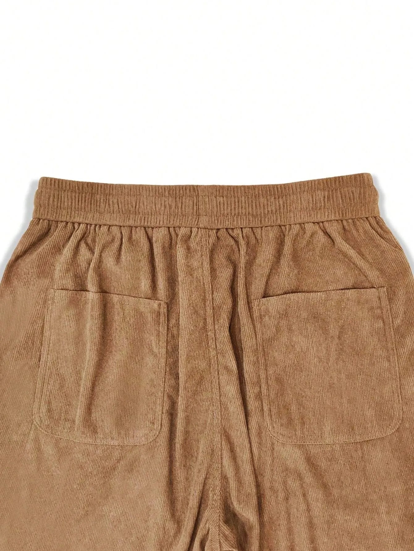 Khaki Korean Casual Regular Fit Corduroy Trouser