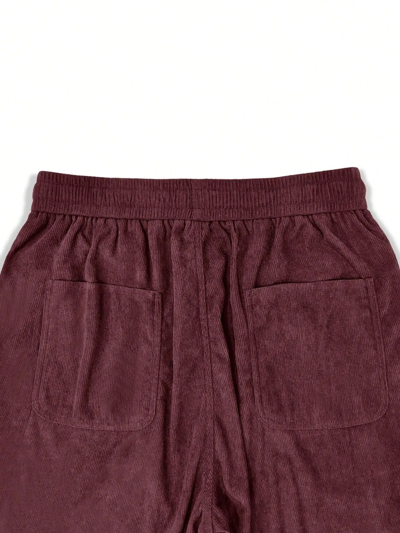 Burgundy Korean Casual Regular Fit Corduroy Trouser