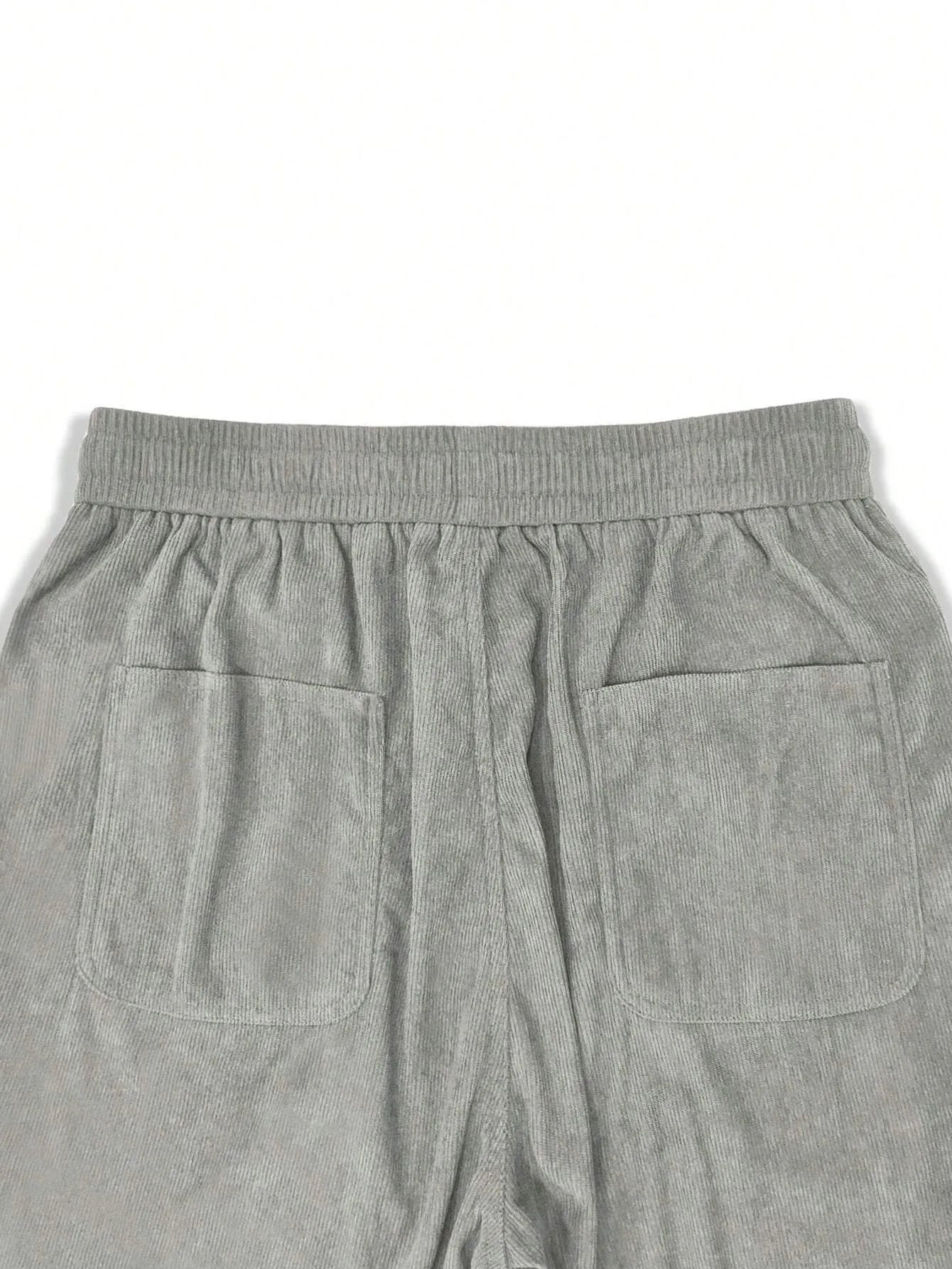 Light Grey Korean Casual Regular Fit Corduroy Trouser