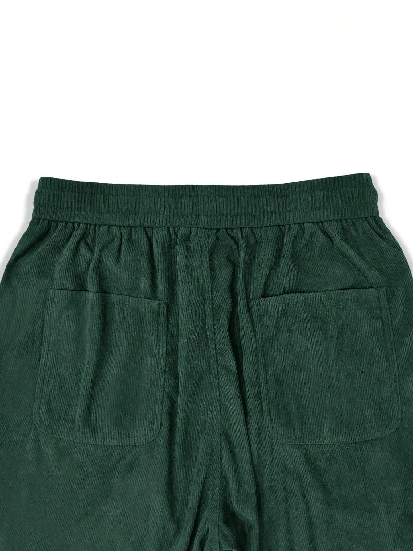 Dark Green Korean Casual Regular Fit Corduroy Trouser