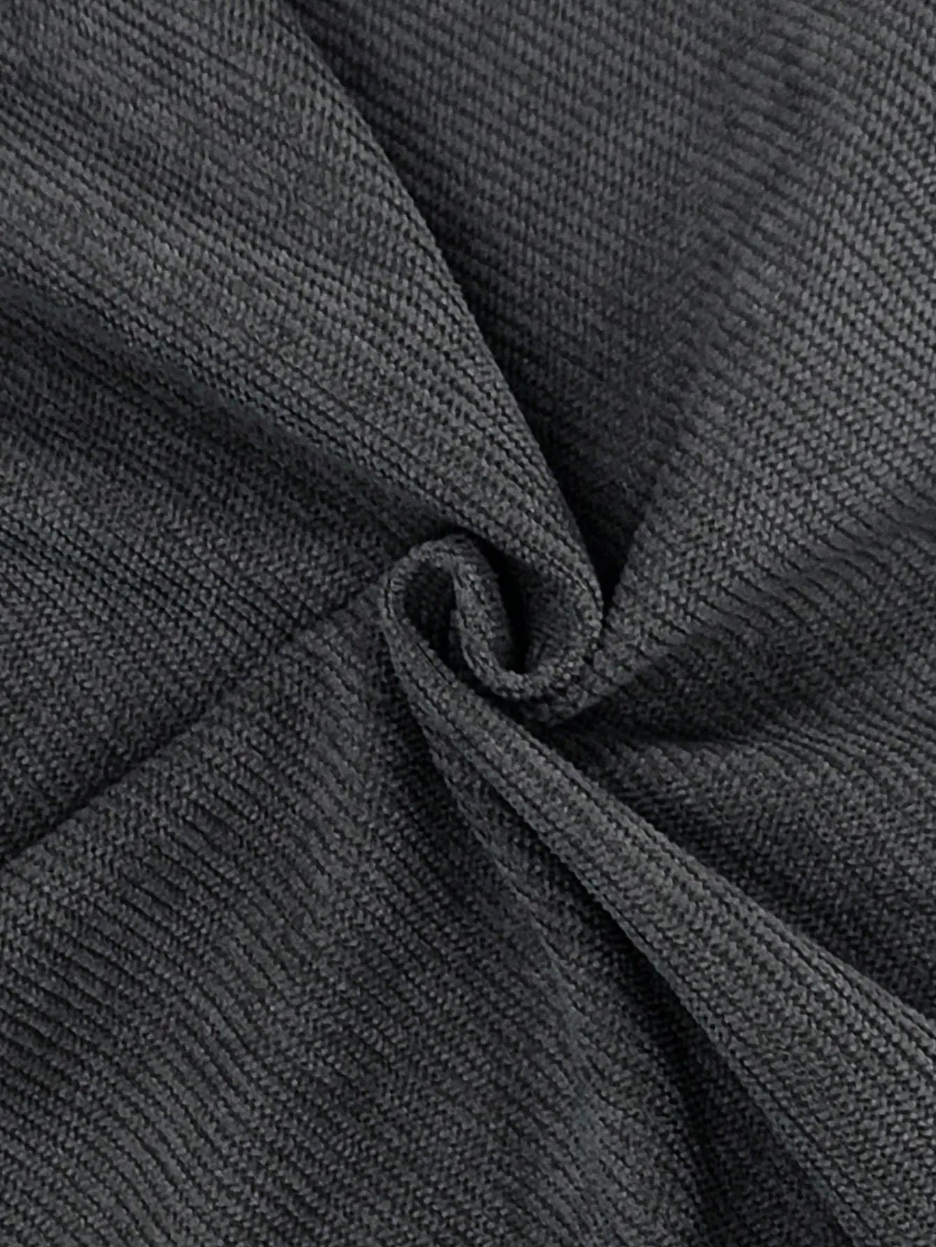 Dark Grey Korean Casual Regular Fit Corduroy Trouser